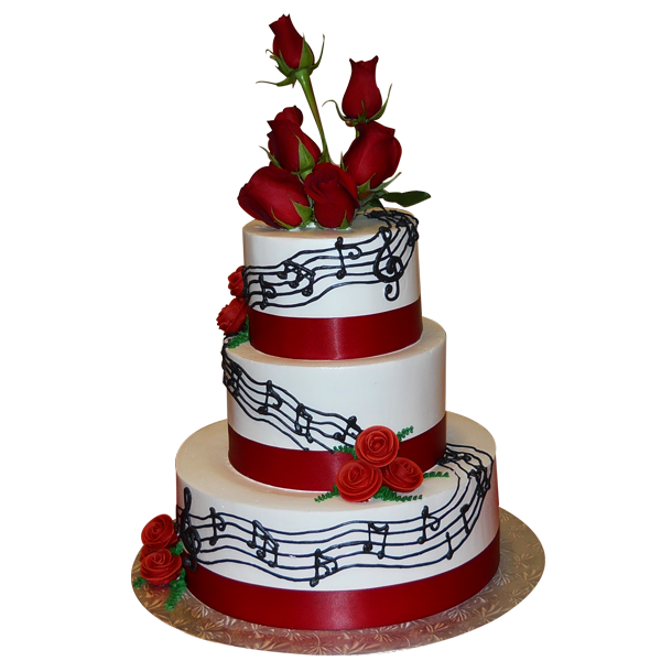 (1324) 3 Tier musical themed cake with red roses - ABC ...