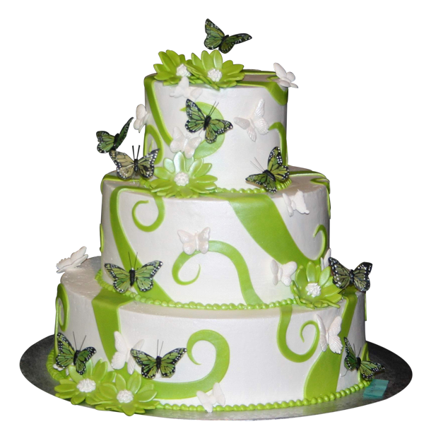 Green butterfly wedding cakes