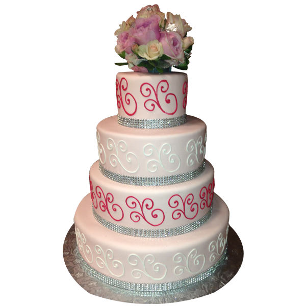 Pink wedding cakes with bling