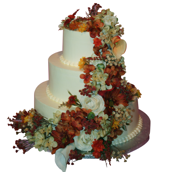1025 Fall Flowers Three Tier Wedding Cake Abc Bakery Three Tier