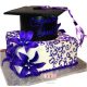 (1044) Graduation Cake with Purple Flowers