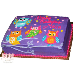 1070) Owl Birthday Cake - ABC Cake Shop & Bakery