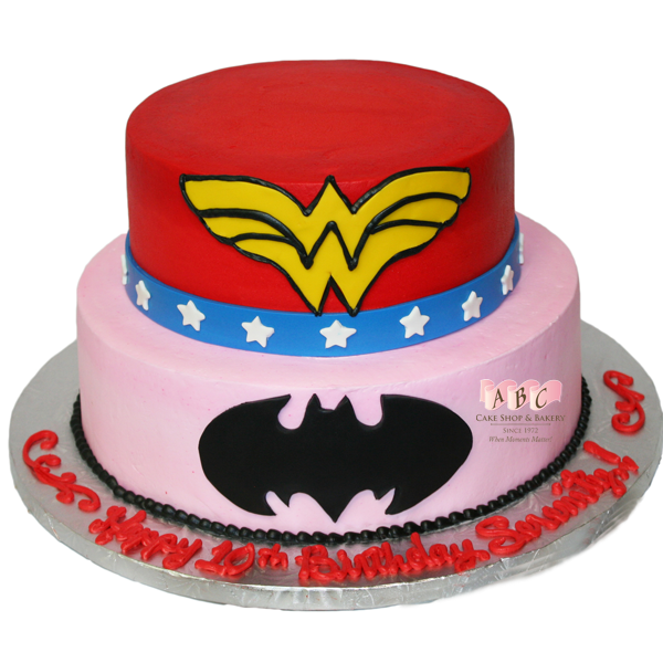 1562) Wonder Woman & Batgirl Birthday Cake - ABC Cake Shop & Bakery