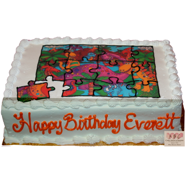 (1608) Dinosaur Puzzle Birthday Cake ABC Cake Shop & Bakery