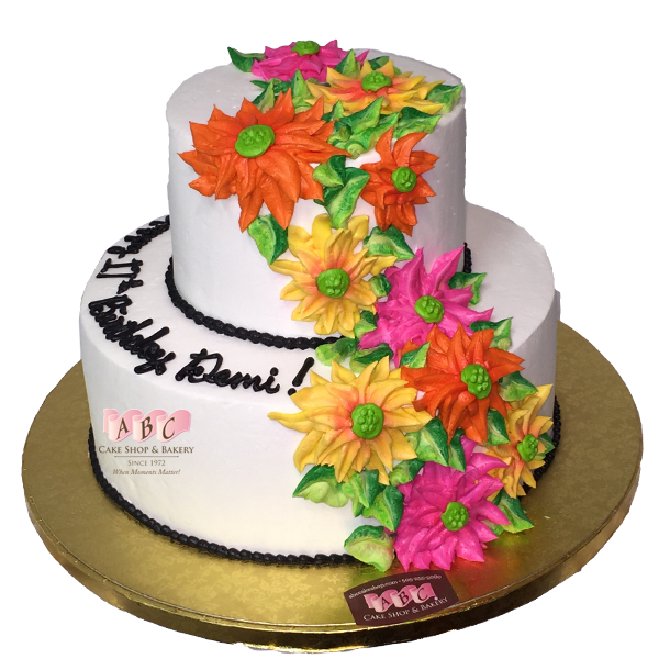 1795 2 Tier Floral Birthday Cake Abc Cake Shop Bakery