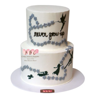 2174) 2 Tier Neverland Tinkerbell Peter Pan birthday - ABC Cake
