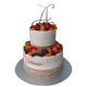 (2253) 2 Tier Wedding cake with Burlap & fruit