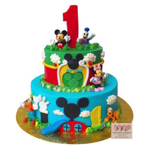 2299 2 Tier Mickey Mouse Clubhouse 1st Birthday Abc Cake Shop